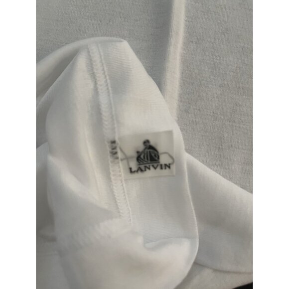 LANVIN Paris White V-neck Short Sleeve T-Shirt Japan Men Size Medium 100% Cotton - Picture 6 of 11